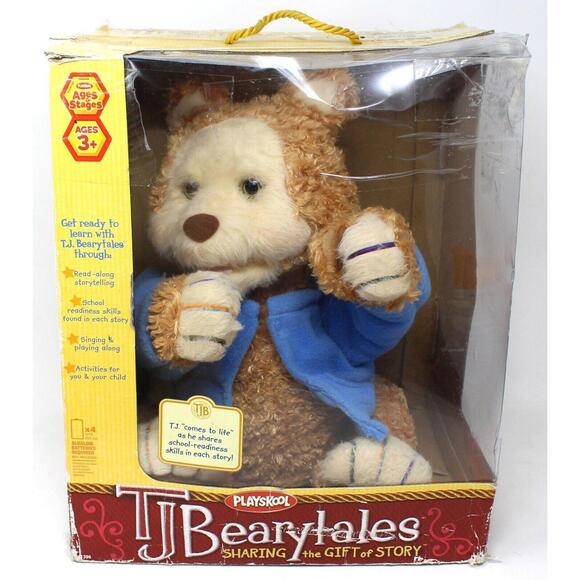 TJ Bearytales Teddy Bear Playskool Talking Moving Animated Stuffed Animal w Box - Picture 1 of 7